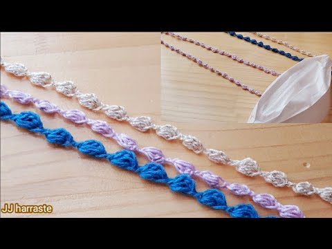 sub) 코바늘  쉽게 마스크스트랩 만들기  마스크 잃어버림방지아이템 , 마스크 줄뜨기 Crochet cord , crochet mask strap