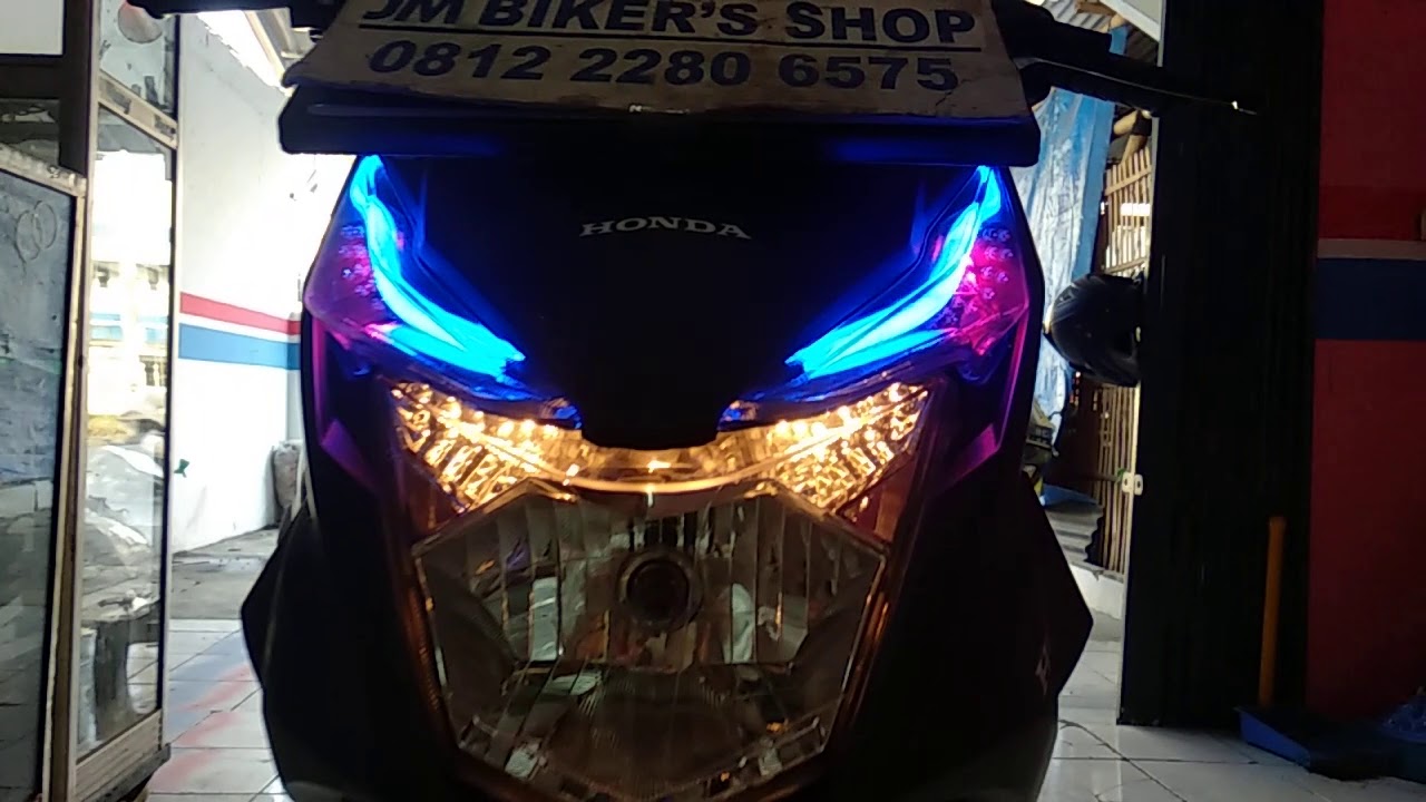 LAMPU ALIS BIRU MATA EAGLENYA MERAH SEN LED CUSTOM DI HONDA BEAT STREET
