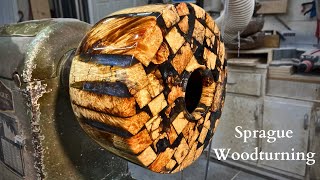 Woodturning  Boxelder Burl Scraps and Black Tinted Epoxy