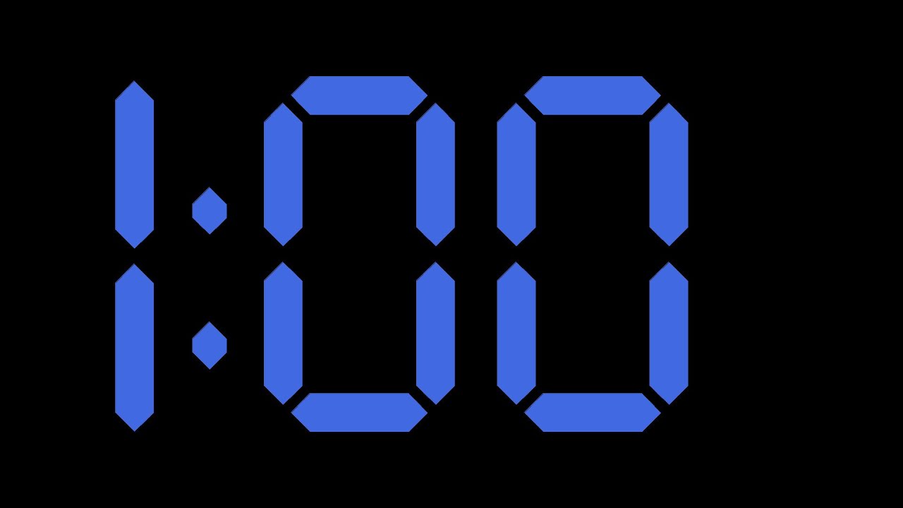 Royal Blue 1 minute Countdown Timer - Digital Clock