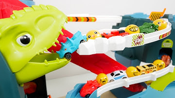 Satisfying Building Tracks☆Car&Marble Run ASMR Dinosaur Hill