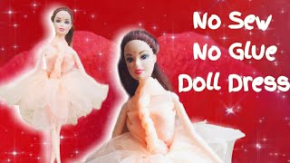 No Sew No Glue Doll Dress | DIY No Sewing Barbie Dress | Harini Creations