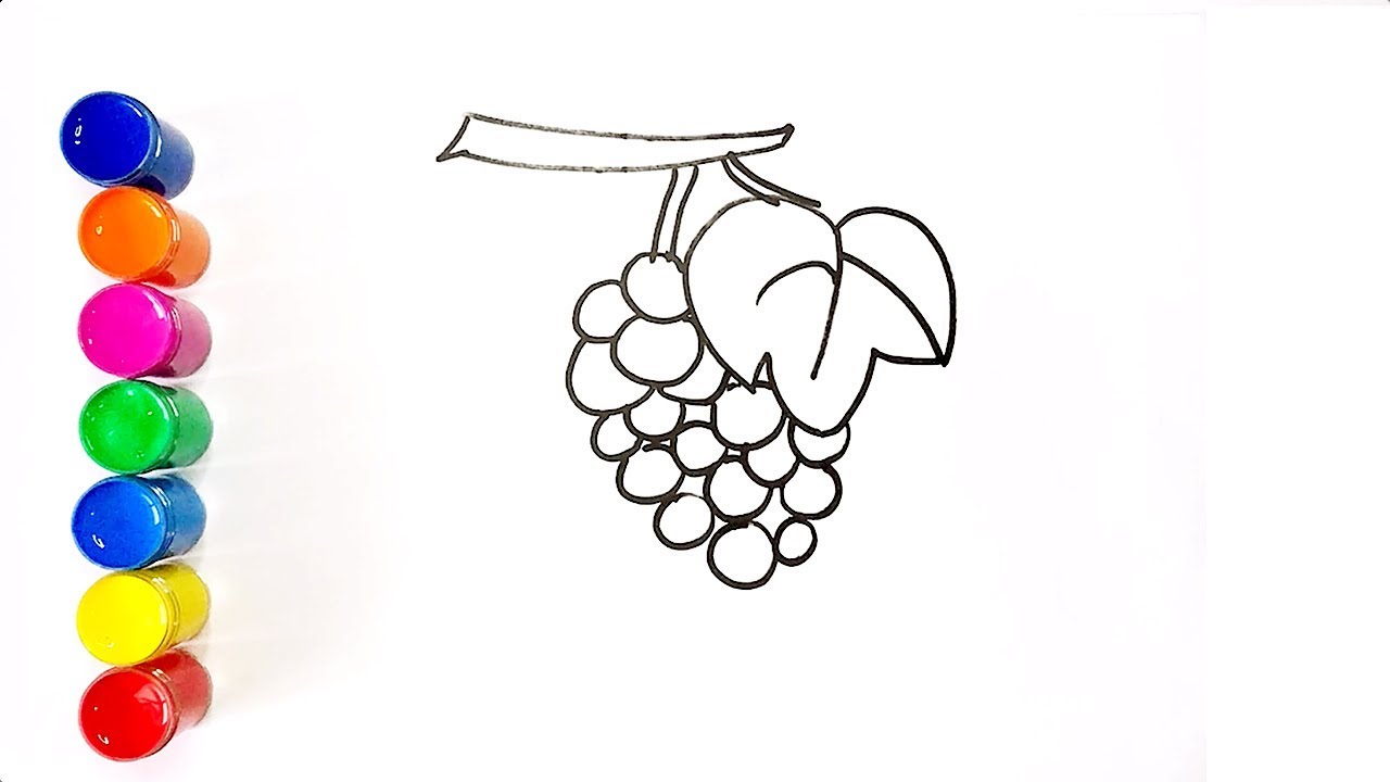 How to draw grape color fruit   Kids coloring video - Childrens coloring