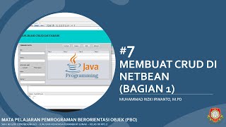 Membuat CRUD di Netbean (Bagian 1) #7 - Pemrograman Berorientasi Objek