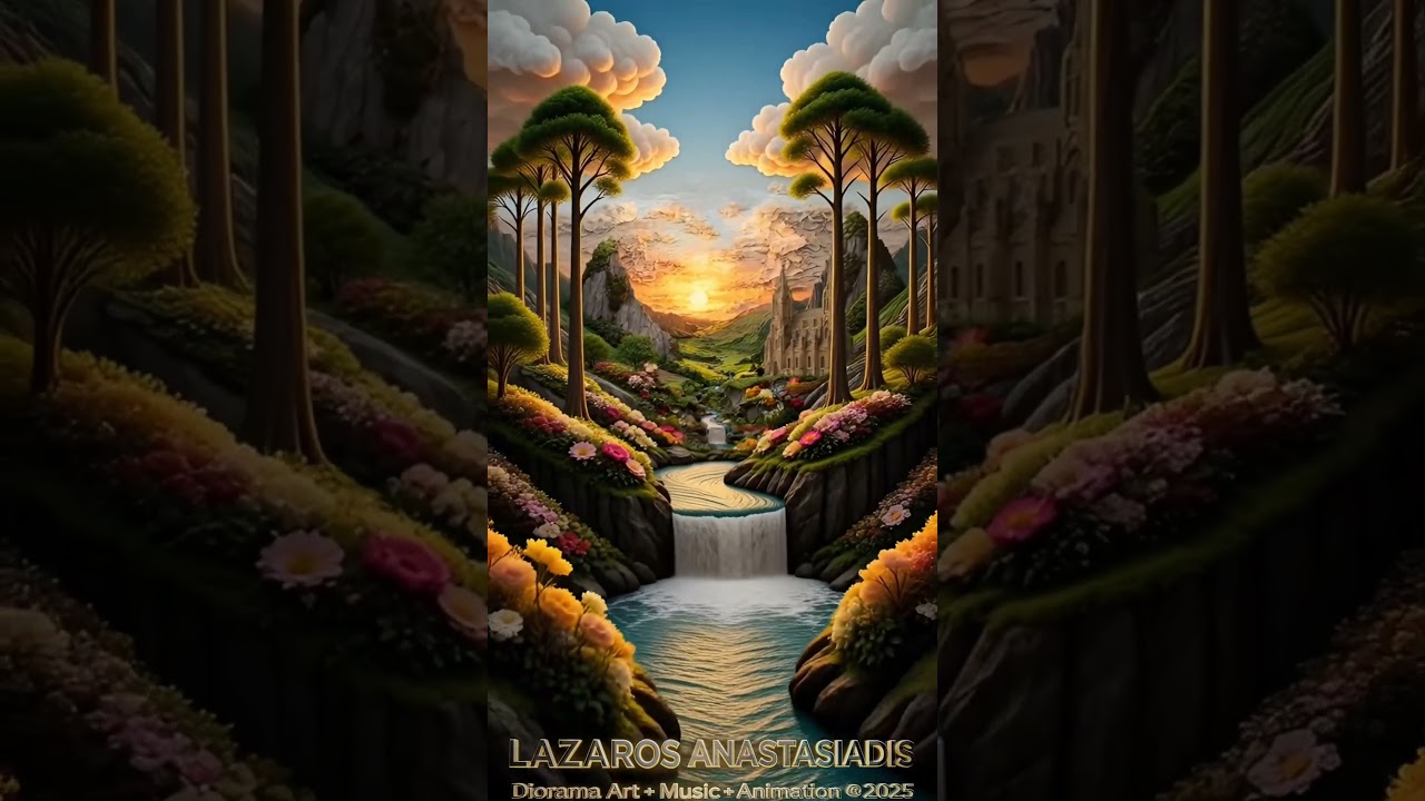 ART DIORAMA River & Cathedral Animation with Original Music by Lazaros Anastasiadis