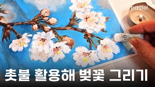 How to draw cherry blossoms with oil pastel for beginners (using 8 colors, drawing with candles)