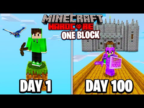 I Survived 100 Days on ONE BLOCK in Hardcore Minecraft…