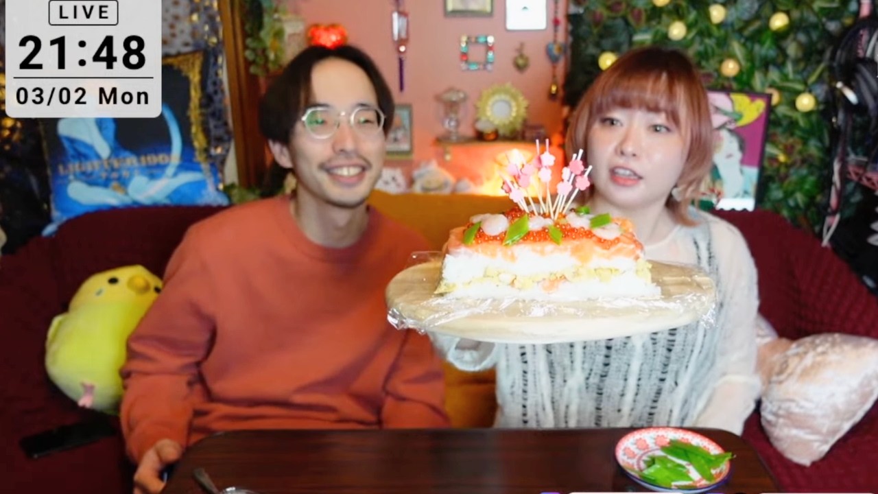 【生配信】デカサーモンでケーキ寿司を作る🍣 #ひなまつり #チンタライブ #いとうりな #阿部飛鳥
