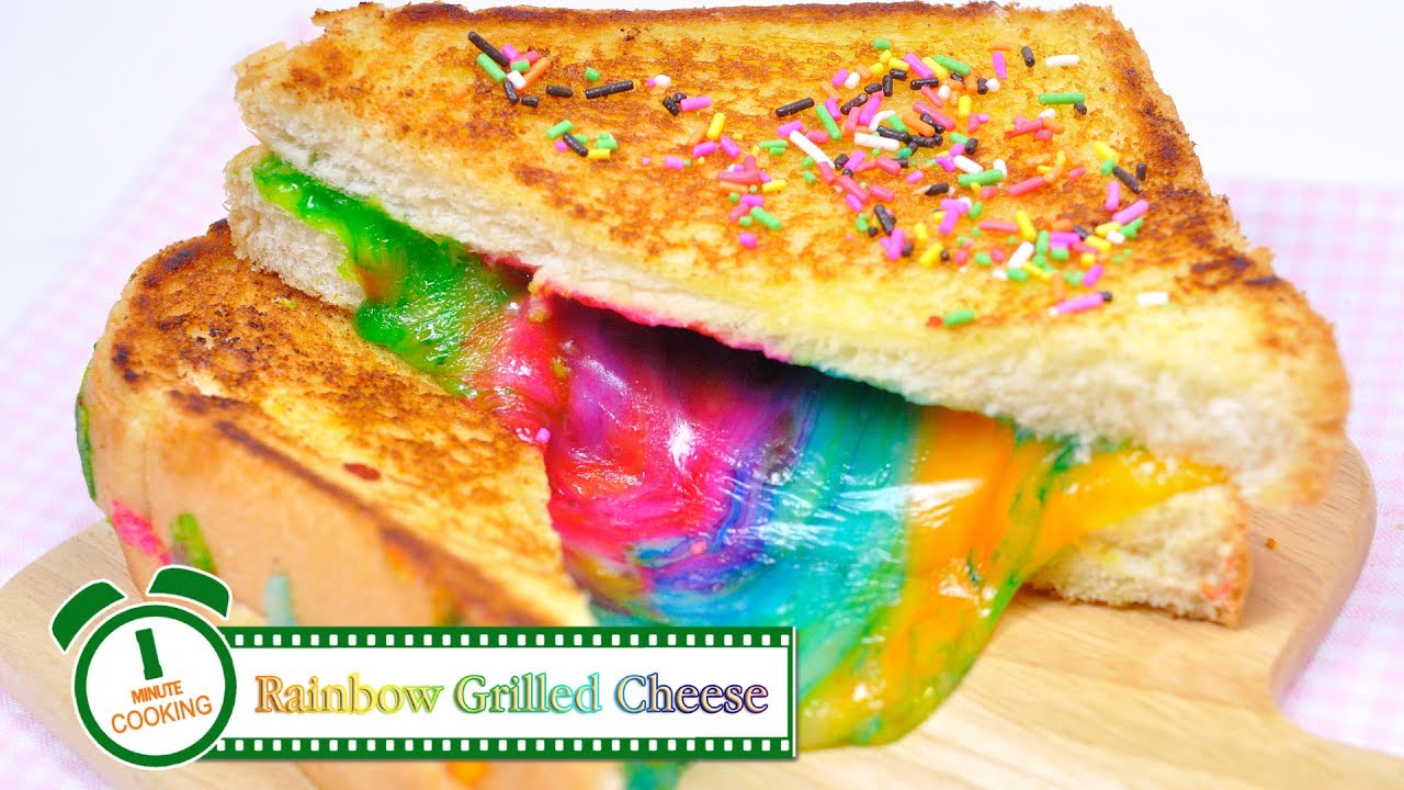 ขนมปังชีสสายรุ้ง | Rainbow Grilled Cheese | 1 Minute Cooking