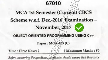 MCA 1st Sem Object Oriented Programing using C++  Question Paper Mdu || #McaQuestionPaper