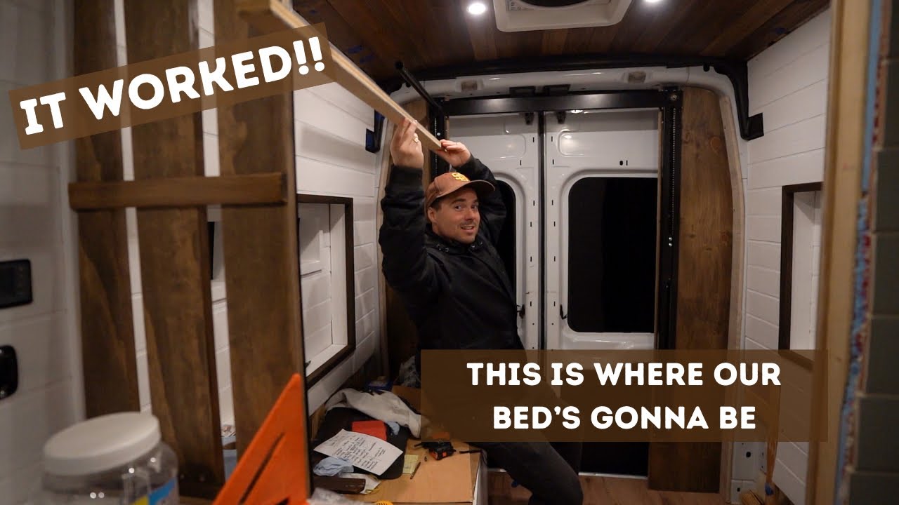 Finally testing our 42" Happijac Bedlift System! Part 3 Van Build