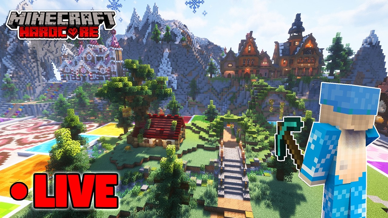 Hardcore Minecraft LIVE - Candyland Building + More (23,734 day world)