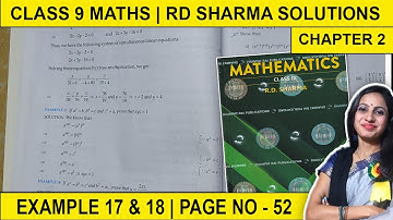 Class 9 Maths RD Sharma Chapter 2 Example 17 & 18 Page No 52 | Exponents of Real Numbers Solution