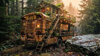 100 Year Old Abandoned School Bus Turned Into a Luxury Jungle Home