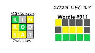 2023 DEC 17 - Wordle 911 Solve no commentary