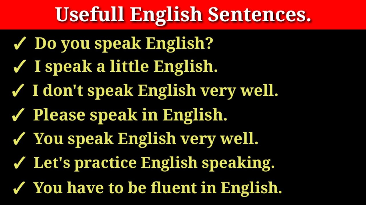 Usefull English Sentences Daily Use English Sentences Short English Sentences Small Sentences Youtube