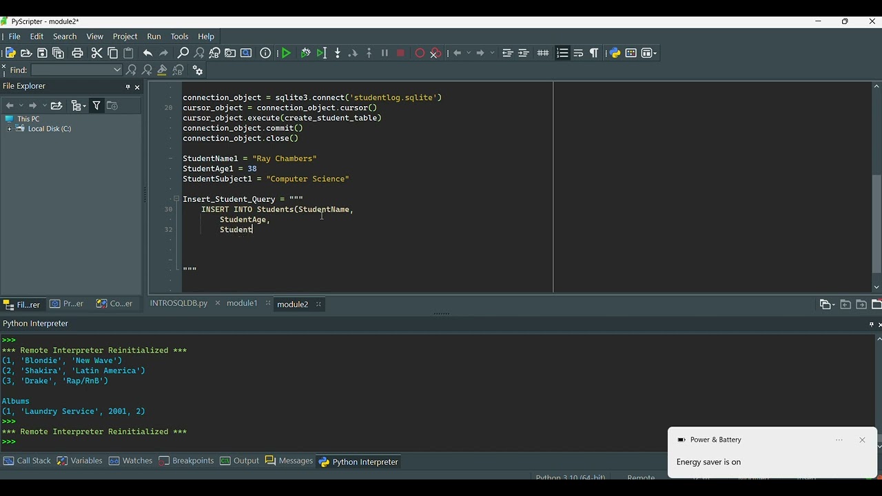 NEA AQA SKILL A - SQLITE3 - CREATE A PARAMETERISED -  TABLE & QUERY - PART 1