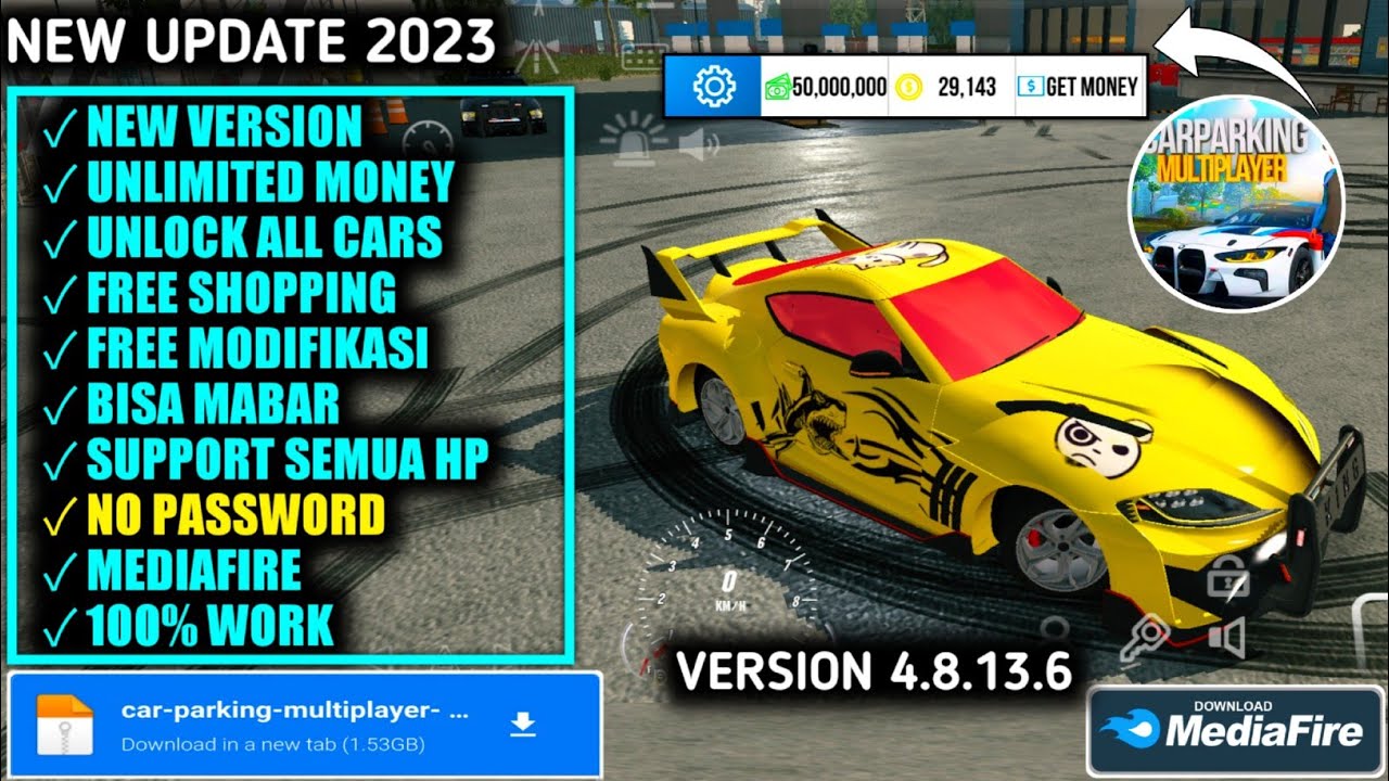 UPDATE! Car Parking Multiplayer Mod Apk Terbaru 4.8.13.6 Unlock All Cars &  Unlimited Money/Coin 