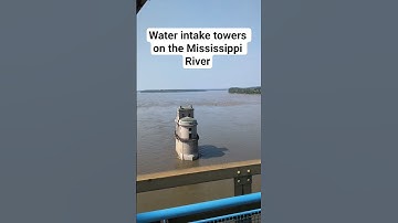 Water intake towers seen from the Chain of Rocks Bridge north of St. Louis, Missouri.