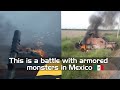 This is a battle with armored monsters trucks in mexico