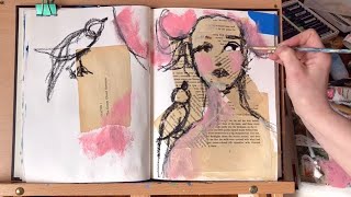 Mixed Media Art Journal Process  collage portrait