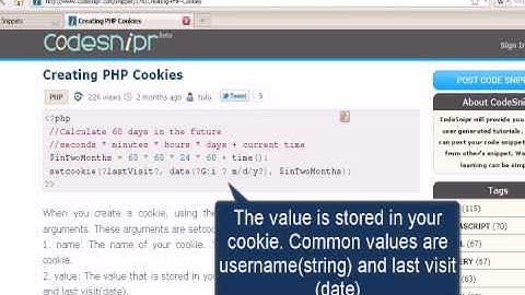 PHP tutorial :set cookie