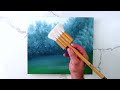 Big Tree and Sparkling Waterfall in Sunlight | Landscape Art | Oval Brush Technique | Acrylics