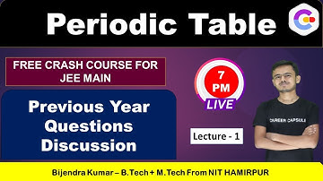 Periodic Table L1, JEE MAIN 2021 Crash Course, Chemistry Crash Course, Previous Year Questions
