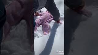 First snow angel with the help of daddy! | Daddy and baby snow | Cutest baby snow moments | Sweet |