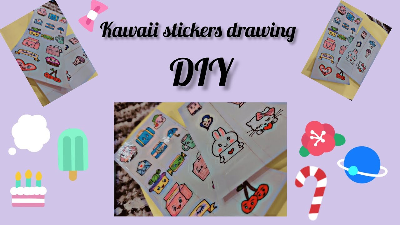 kawaii stickers drawing / Diy / cute school hack - YouTube