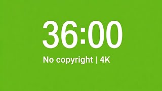 36 Minute Countdown Green Screen 2160 Seconds Timer Chroma Key 4K UHD Editing Overlay | No Copyright