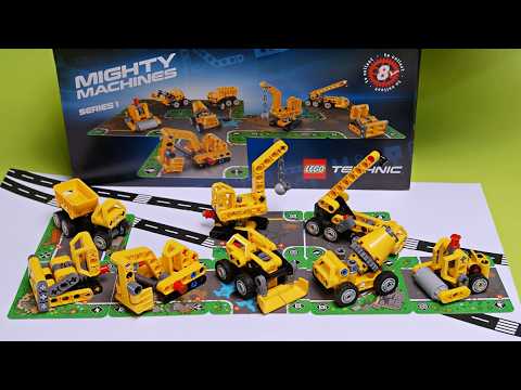 All 8 models from the LEGO Technic 42233 Mighty Machines Series 1