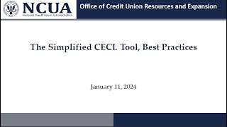 The Simplified CECL Tool, Best Practices