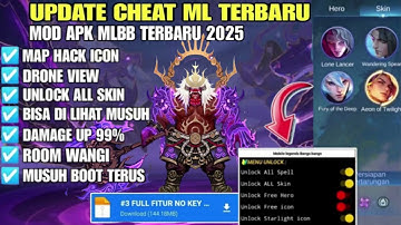 ML MOD MENU MLBB CHEAT NEW UPDATE - MAP HACK / UNLOCK ALL SKIN / NO KEY / NO EXPIRE / SAFE 100%