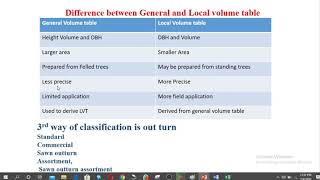 Difference Between General And Local Volume Table | Forest Education