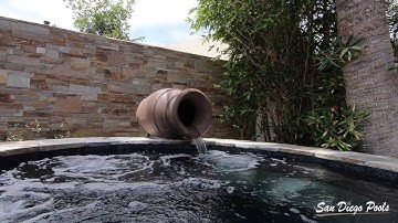 San Diego Pools - Freeform Pool and Raised Spa with Water Feature and Firepit