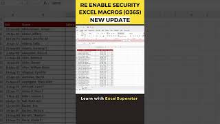 Re Enable Security of the Excel Macros - New Update
