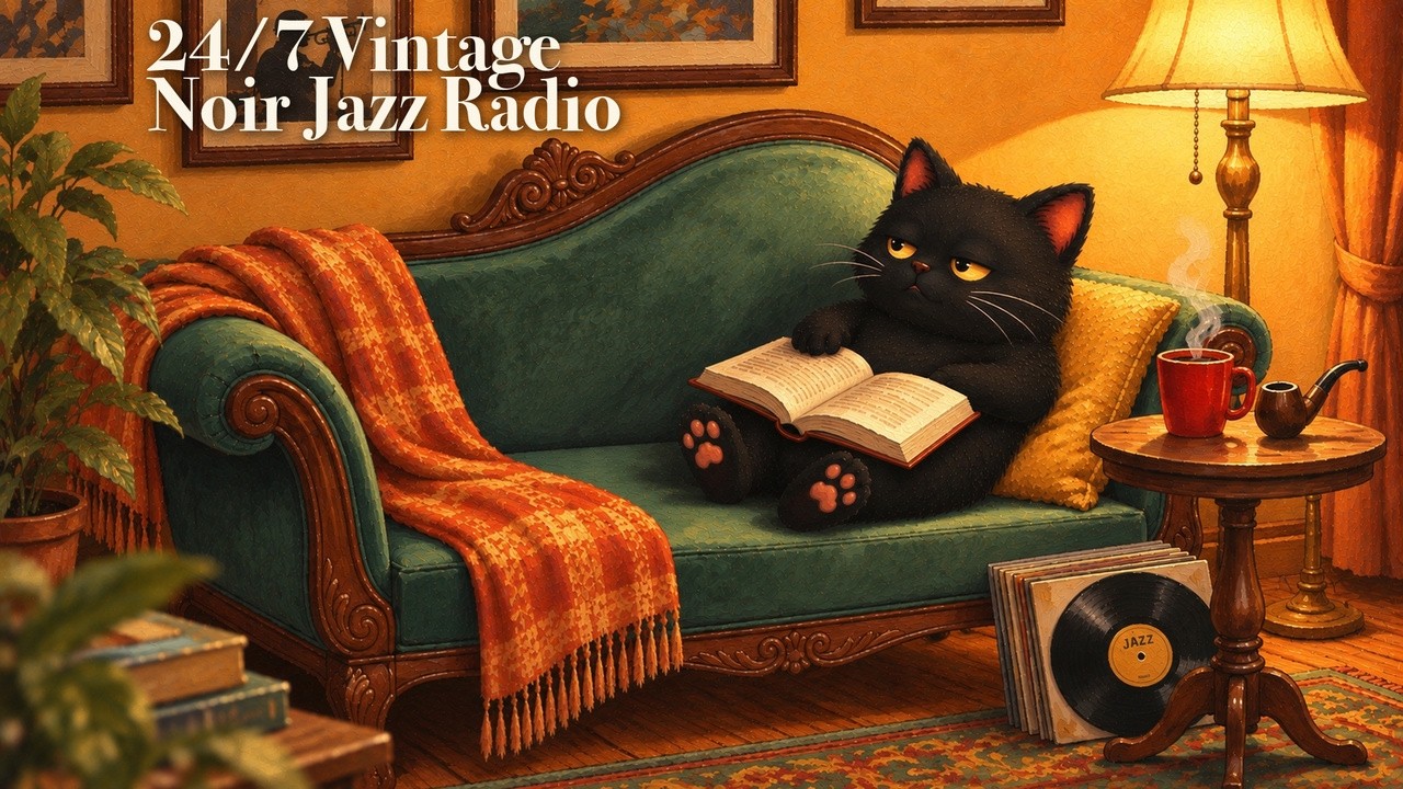 🔴 24/7 Vintage Noir Jazz Radio – Slow 1940s Jazz & Vinyl for