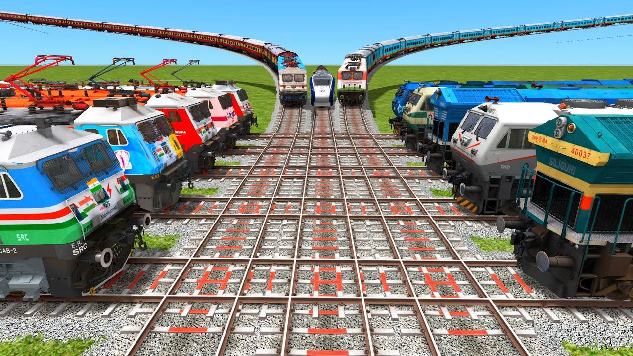 13 Trains Go Away From different ⛲Bumpy Grandient Railroad Tracks ...