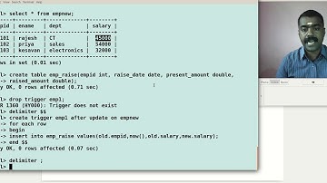 Trigger after update -Updating salary of employee using Trigger and procedure - Video - 30