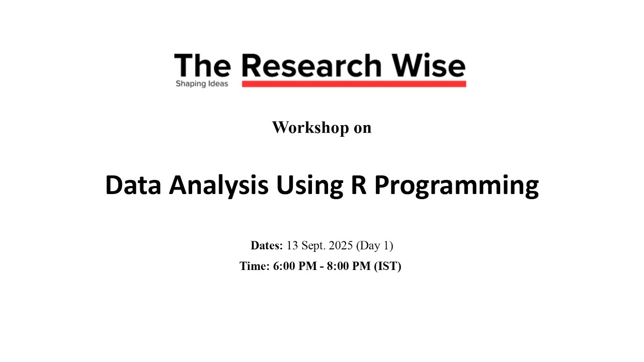 Day 1 | Workshop | R Programming | The Research Wise - YouTube