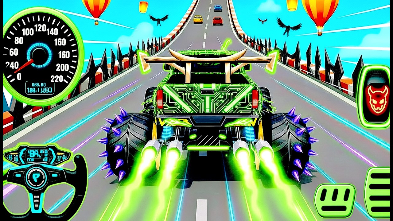 Mega Ramp Monster Car Racing 3D - Extreme Car Stunts -Android Gamepla #MegaRamp #3DGames #CarRacing