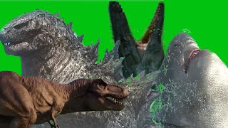 T-Rex Godzilla Megalodon and Mosasaurus - Green Screen