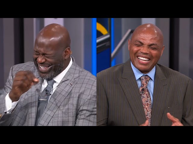 Shaq u0026 Chuck can't stop laughing at Anthony Davis leaving in wheelchair with head injury class=