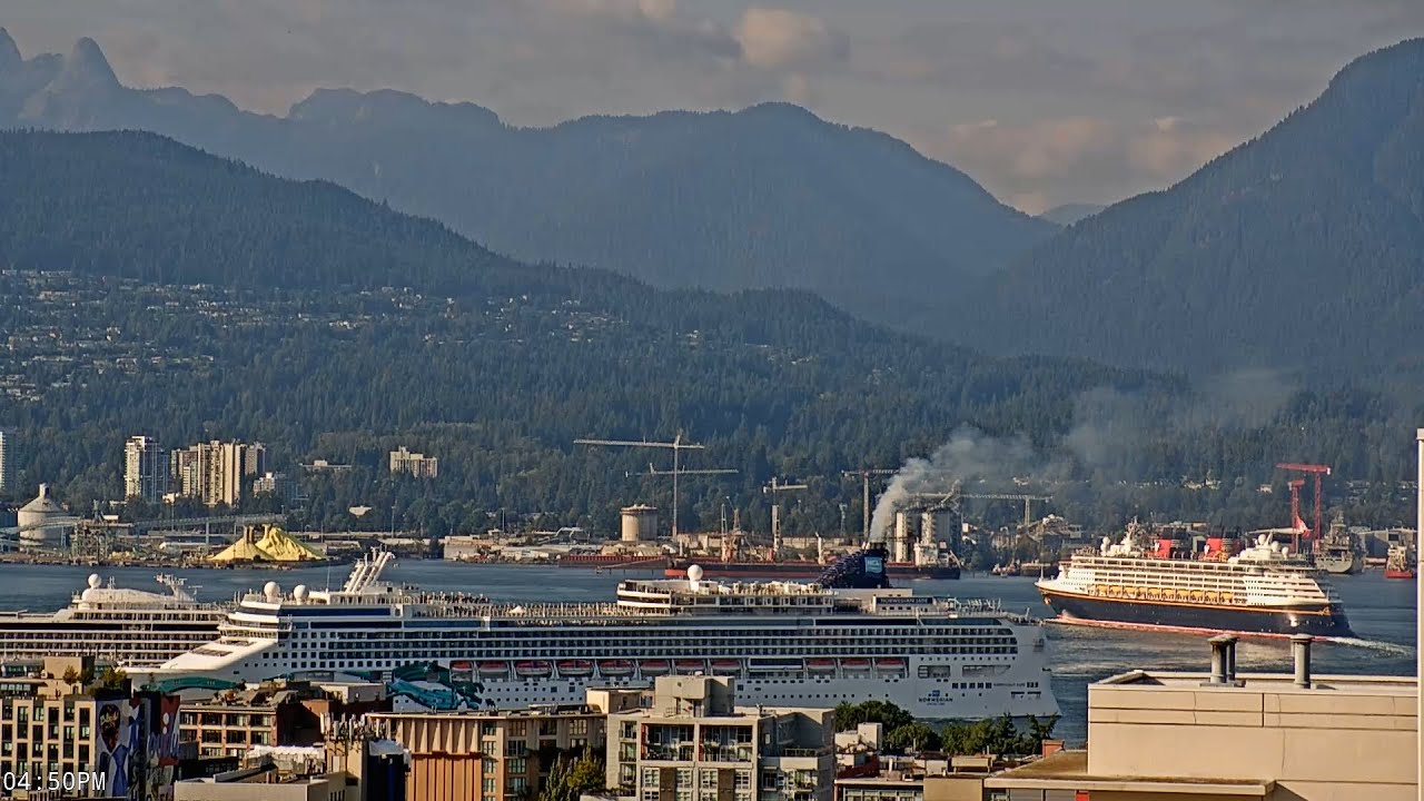 LIVE Disney Wonder & Norwegian Jade Storybook Sailaway! on a Perfect September Day in Vancouver Port