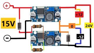 How to Make Symmetrical Power Supply Using DC DC down Module LM2596 +12V / 12V