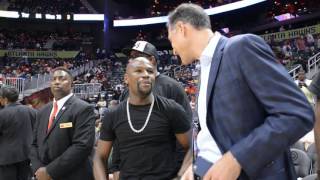 SytonniaLIVE with Sports Wire magazine: Boxing Champ Floyd Mayweather Courtside  Hawks vs Lakers