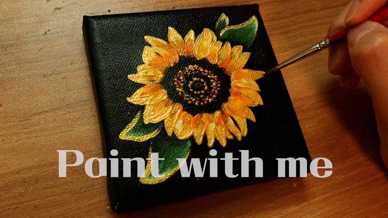 Acrylic Paintingㅣ아크릴화ㅣ검정캔버스에 해바라기 그리기ㅣSunflower on black canvas YouTube