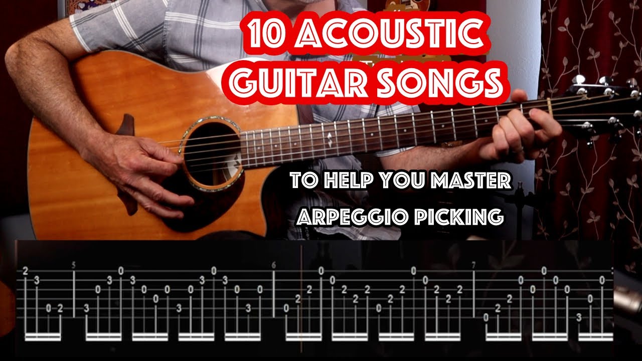 10 acoustic guitar riffs to master arpeggio picking!(Now with moving ...