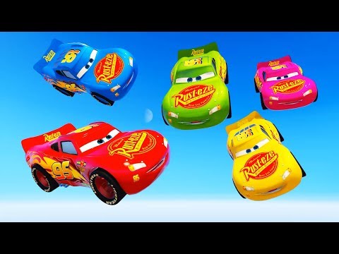 McQueen Ve Örümcek Adam Renkli Cars 3 Şimşekler Tehlikeli Atlama Yarışı Yapıyor - GTA 5